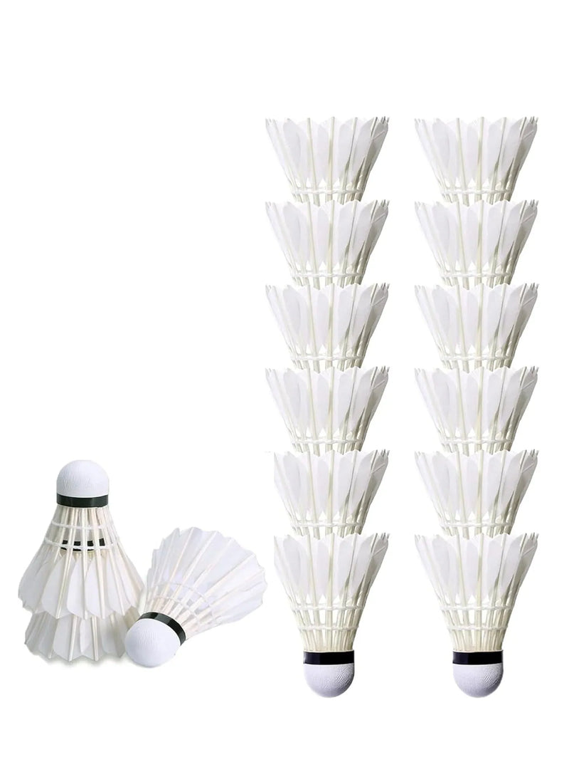 Spall 12-Pack Goose Feather Badminton Shuttlecocks ? Durable & High-Speed Training 2353 | Ideal for All Surfaces, Kids & Adults | Match-Ready | Includes Pump & Needle | Durable & Long-Lasting Performance