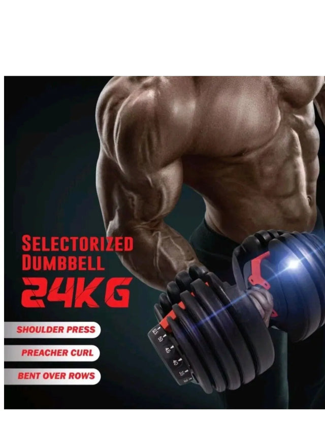 Smart Adjustable Dumbbell ? 24KG ? Ideal for home training, strength workouts, and muscle fitness. 2110530-01 | Ideal for All Surfaces, Kids & Adults | Match-Ready | Includes Pump & Needle | Durable & Long-Lasting