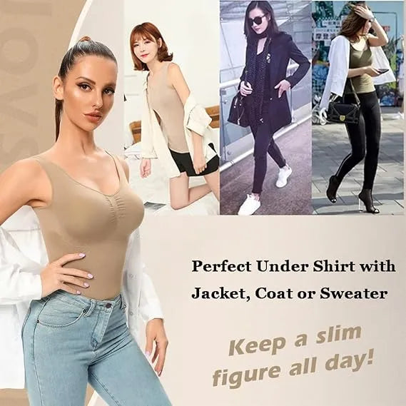 Premium Shapewear Tank Top for Women - Tummy, Waist, Hips & Back Control with Built-In Bra Design - Lightweight & Comfortable Slimming Shirt