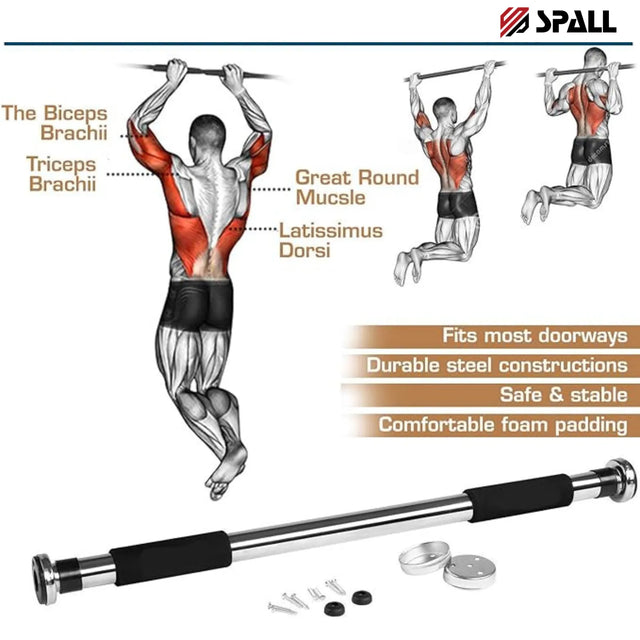 Adjustable Pull Up Door Bar One Size Upper Body Workout Bar for Home Gym Exercise