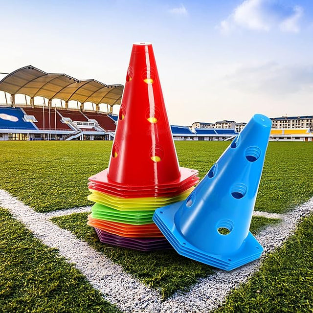 18cm"to 48cm" Sports Cones Plastic Traffic Training Cones, Training for Basketball, Football, Skateboarding Practice - Obstacle Course for Indoor and Outdoor Party Events | Ideal for All Surfaces, Kid and Adults