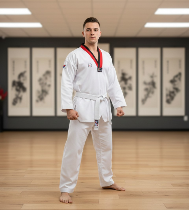 Spall Taekwondo Suit Uniform for Men, Women and Kids – Premium Martial Arts Dobok Set with White Belt – Lightweight Breathable TKD Training Gi