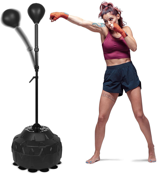 Reflex Speed Bag Thick Base Punching Bag Free Standing Boxing Bag with Adjustable Height & Reinforced Spring Strong Durable Relief Stress Ball for Boxer Fitness Person