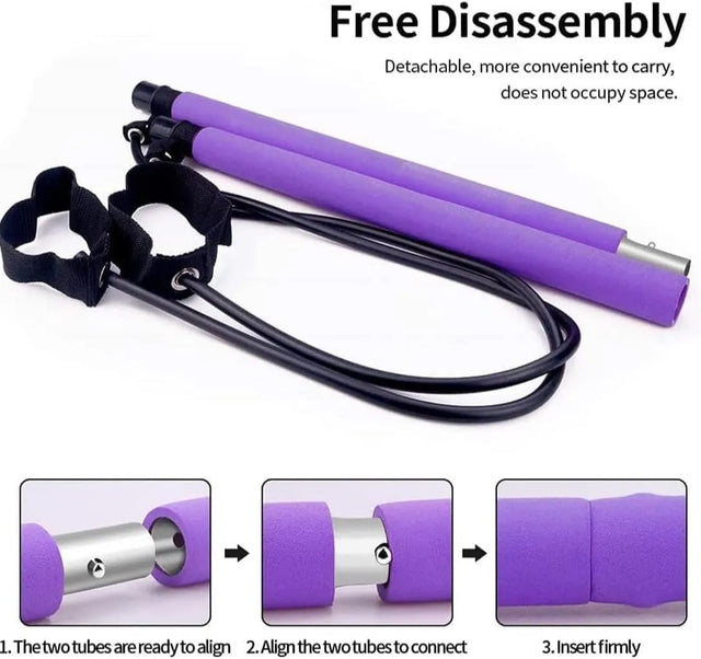 Pilates Resistance Band Pilates Bar Stick for Home Gym, Workout, Fitness, Yoga | Ideal for All Surfaces, Kids & Adults | Match-Ready | Includes Pump & Needle | Durable & Long-Lasting Performance