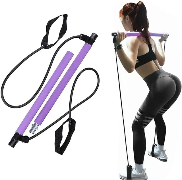 Pilates Resistance Band Pilates Bar Stick for Home Gym, Workout, Fitness, Yoga | Ideal for All Surfaces, Kids & Adults | Match-Ready | Includes Pump & Needle | Durable & Long-Lasting Performance