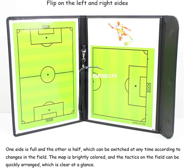 Foldable Football Coaches Tactical Board,Portable Soccer Magnetic Tactics Strategy Notebook Football Coaching Clipboard - Sport Training Assistant Equipment With Player Markers,2 In 1 Pen And Eraser