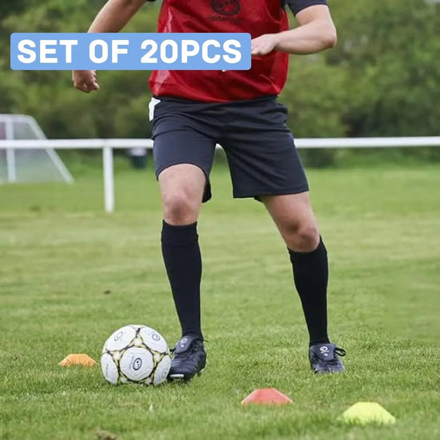 Set Of 50 Football Training Cones With Cone Holder Training Equipment Cones For Football Training Sports Cones Football Cones Training Set Space Marker Cones | Ideal for All Surfaces, Kids & Adults