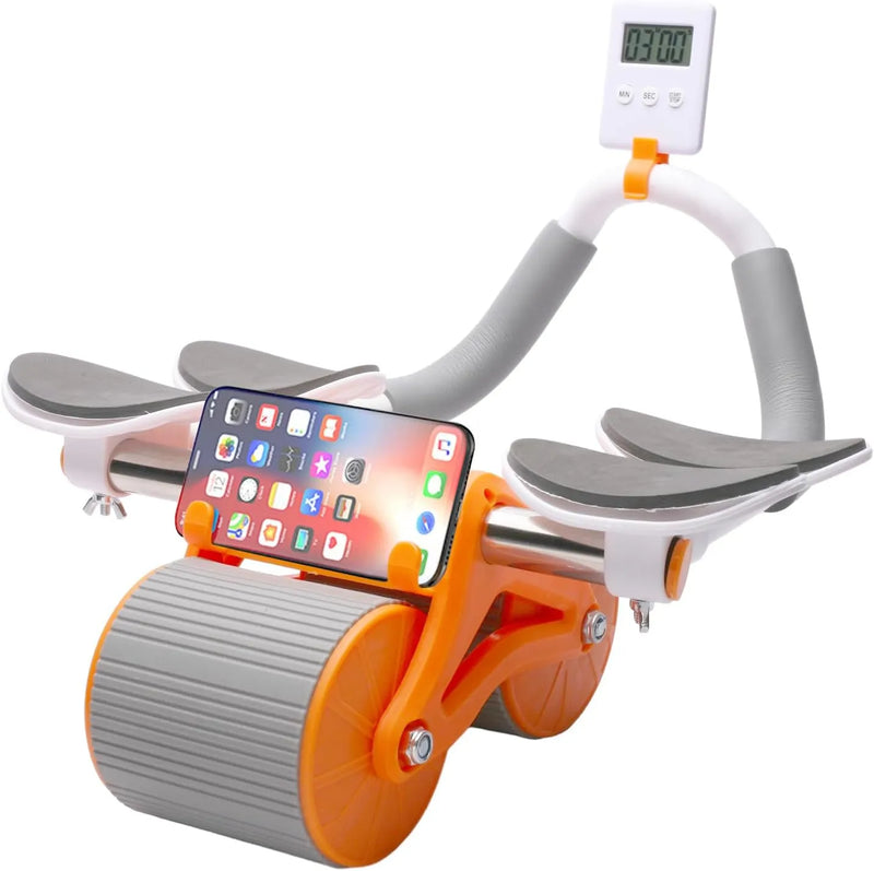 2 Ans 1 Smart AB Wheel Built In Chip Accurate Recording Automatic Rebound Abs Workout Equipment Good Stability Free Thickened Pads Not Hurting The Knees | Ideal for All Surfaces, Kids & Adults