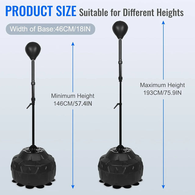 Reflex Speed Bag Thick Base Punching Bag Free Standing Boxing Bag with Adjustable Height & Reinforced Spring Strong Durable Relief Stress Ball for Boxer Fitness Person | Ideal for All Surfaces, Kids & Adults