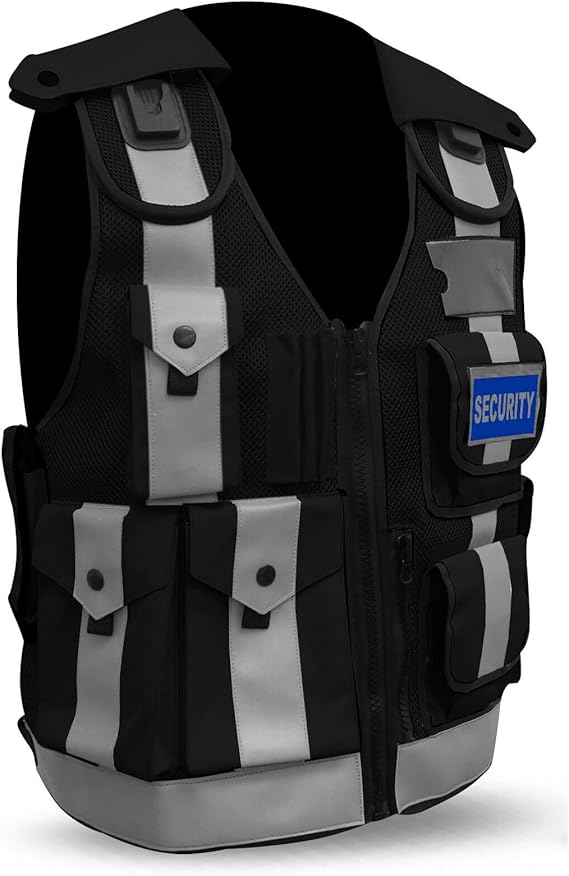 Security Vest Black One Size Fit For All High Visibility Durable To Use Construction Work Wear For Men And Women