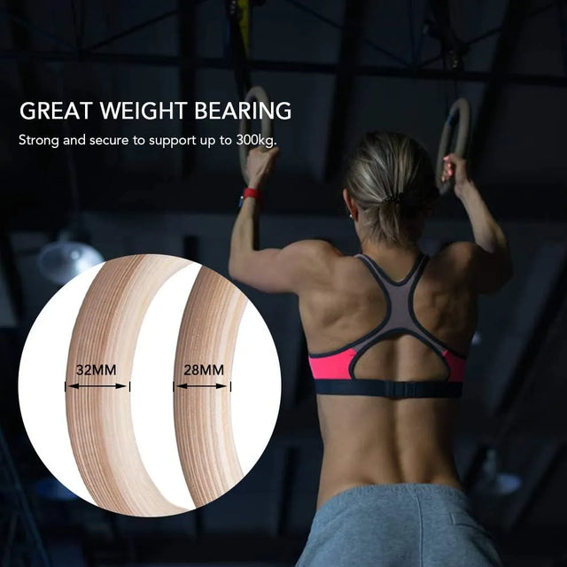 Olympic Gymnastics Rings with Adjustable Buckle Straps | Heavy-Duty Fitness Rings for Home Gym, Pull-Ups, Muscle Lifting, Strength & Bodyweight Training | Ideal for All Surfaces, Kids & Adults