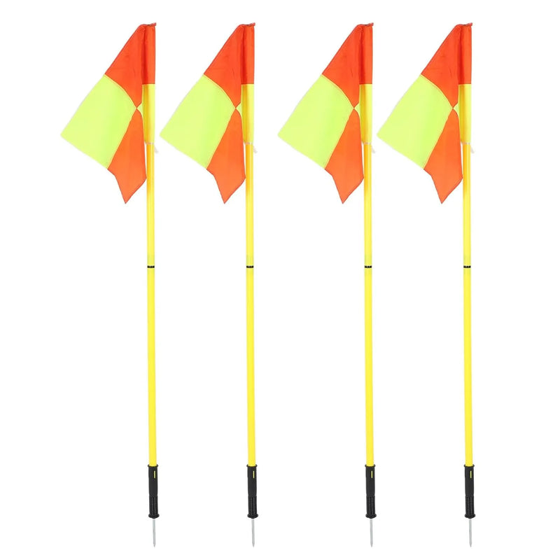Soccer Corner Flags Set of 4, 4.9ft Soccer Poles, Portable Football Field Corner Flags with Storage Bag, Plastic Soccer Flag Poles, Soccer Equipment for Training | Ideal for All Surfaces, Kids & Adult