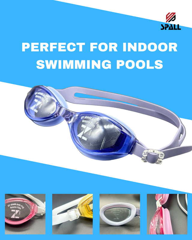 Anti-Fog Swimming Goggles with UV Protection, Silicone Strap – Indoor & Outdoor Use