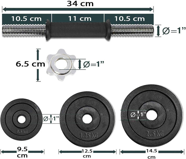 20KG Dumbbell Set Adjustable With Box 18-Piece 9006 | Ideal for All Surfaces, Kids & Adults | Match-Ready | Includes Pump & Needle | Durable & Long-Lasting Performance