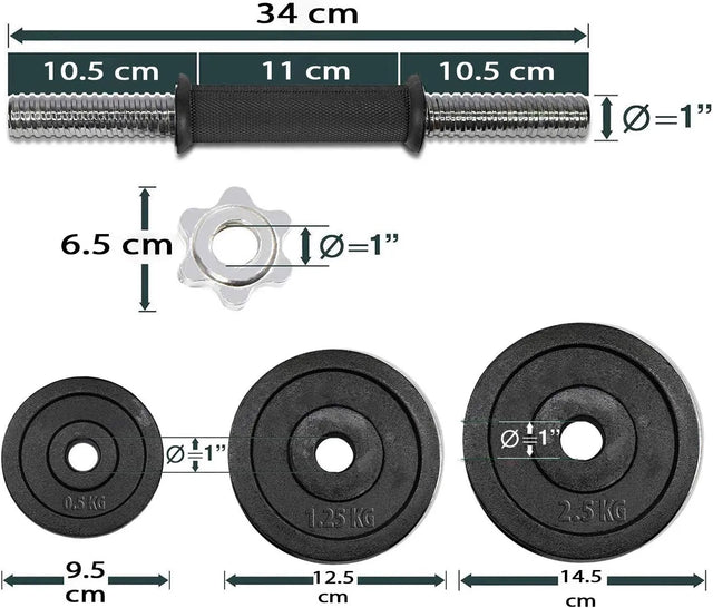 20KG Dumbbell Set Adjustable With Box 18-Piece 9006 | Ideal for All Surfaces, Kids & Adults | Match-Ready | Includes Pump & Needle | Durable & Long-Lasting Performance