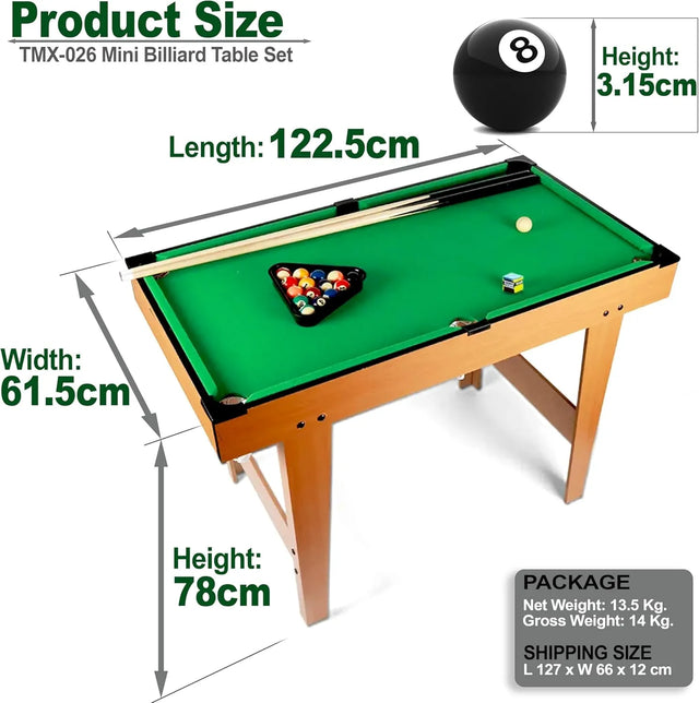 48-Inch Tabletop Billiards Set - Portable Pool Table Game for Kids and Adults - Includes 2 Cue Sticks, Chalk, Full Set of Balls - Perfect for Home, Office, Party Fun | Ideal for All Surfaces, Kids & Adults