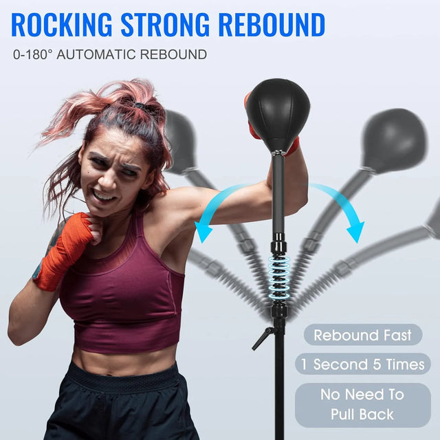 Reflex Speed Bag Thick Base Punching Bag Free Standing Boxing Bag with Adjustable Height & Reinforced Spring Strong Durable Relief Stress Ball for Boxer Fitness Person | Ideal for All Surfaces, Kids & Adults