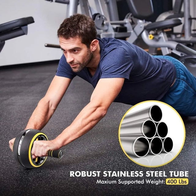 Ab Roller Wheel. Ultra-wide Ab Wheel for Core Workout, Ab Exercise Equipment with Knee Pad | Ideal for All Surfaces, Kids & Adults | Match-Ready | Includes Pump & Needle | Durable & Long-Lasting Performance