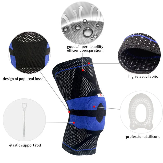 Silicone Shock-Absorbing Knee Support-Multi-Purpose Knee Brace-Knee Supporter for Men are Comfortable and Breathable-Knee Pads That Relieve Knee Pressure | Ideal for All Surfaces, Kids & Adults
