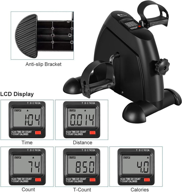 Mini Exercise Bike, himaly Under Desk Bike Pedal Exerciser Portable Foot Cycle Arm & Leg Peddler Machine with LCD Screen Displays | Ideal for All Surfaces, Kids & Adults | Match-Ready | Includes Pump & Needles