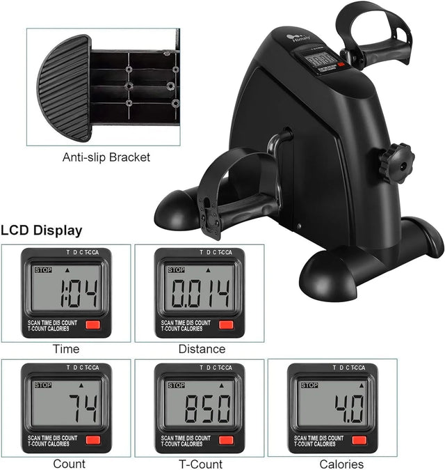 Mini Exercise Bike, himaly Under Desk Bike Pedal Exerciser Portable Foot Cycle Arm & Leg Peddler Machine with LCD Screen Displays | Ideal for All Surfaces, Kids & Adults | Match-Ready | Includes Pump & Needles