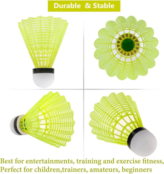 Badminton Shuttlecocks - 12 Pack Nylon Feather Shuttlecocks Birdies, Stable and Durable Sports Training High Speed Badminton Balls for Indoor Outdoor Game | Ideal for All Surfaces, Kids & Adults