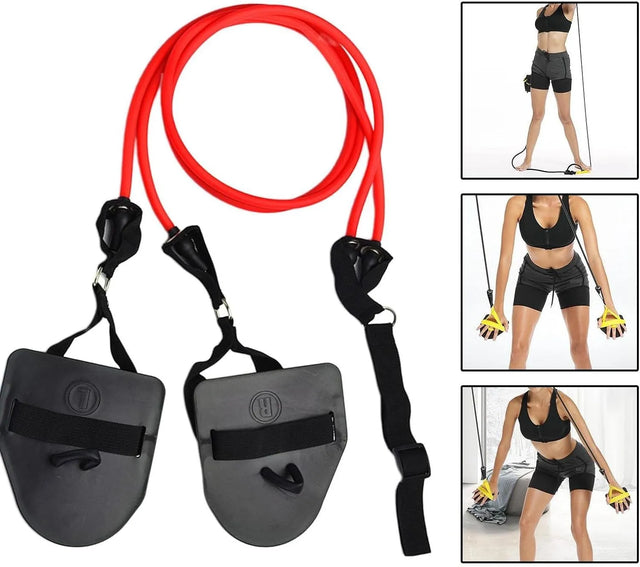 Fitness Resistance Band with Handles, Home Gym Resistance Training, Tension Rope for Abdomen, Waist, Arm, Shoulder, Muscle Toner | Ideal for All Surfaces, Kids & Adults | Match-Ready | Includes Pump