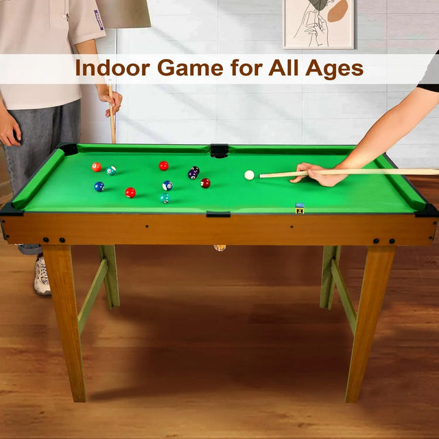 48-Inch Tabletop Billiards Set - Portable Pool Table Game for Kids and Adults - Includes 2 Cue Sticks, Chalk, Full Set of Balls - Perfect for Home, Office, Party Fun | Ideal for All Surfaces, Kids & Adults