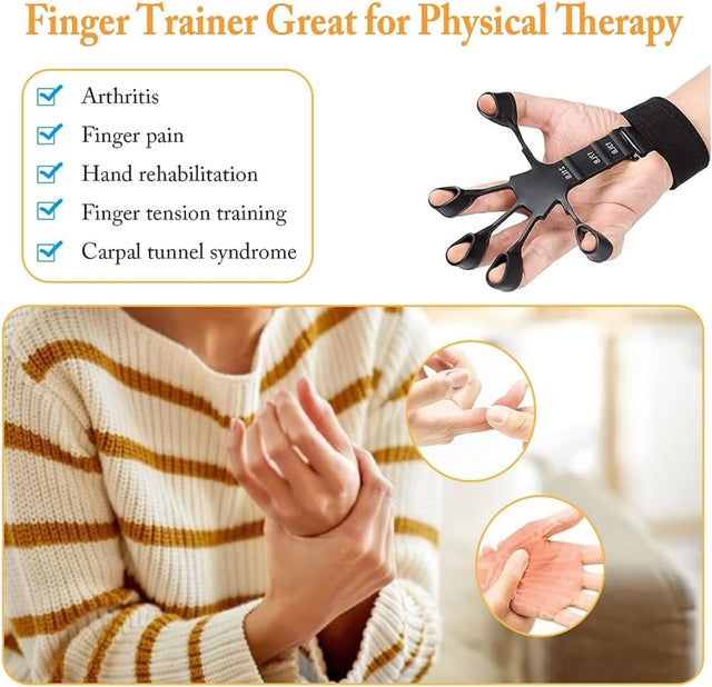 Finger Strengthener 1pcs, Grip Strength Trainer, Hand Strengthener for Strength Training, 6 Resistant Level Finger Exerciser | Ideal for All Surfaces, Kids & Adults | Match-Ready | Includes Pump & Needles