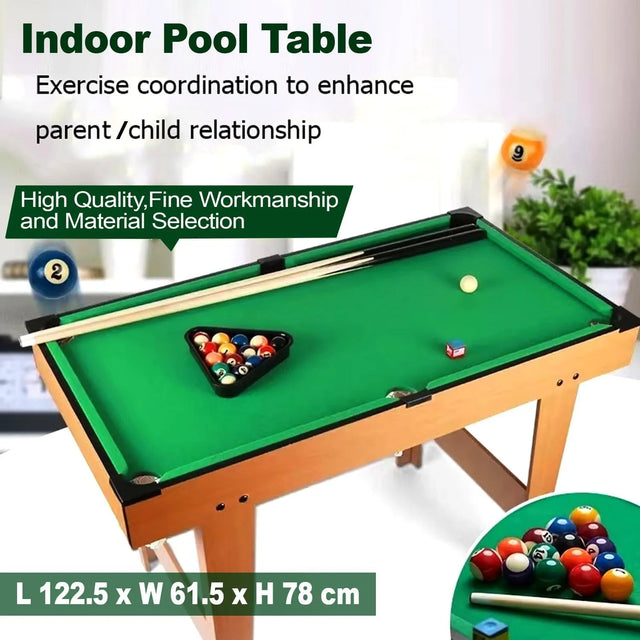 48-Inch Tabletop Billiards Set - Portable Pool Table Game for Kids and Adults - Includes 2 Cue Sticks, Chalk, Full Set of Balls - Perfect for Home, Office, Party Fun | Ideal for All Surfaces, Kids & Adults