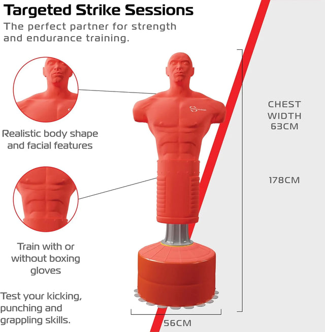 Boxing Mannequin with Round Stand ? Blue Color | Ideal for All Surfaces, Kids & Adults | Match-Ready | Includes Pump & Needle | Durable & Long-Lasting Performance