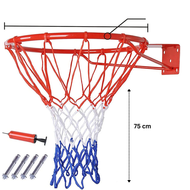 75cm Basketball Hoop, Basketball Rim Goal Wall Mounted Basketball Hoop Indoor Outdoor Hanging Basketball Hoop. 238501 | Ideal for All Surfaces, Kids & Adults | Match-Ready | Includes Pump & Needle