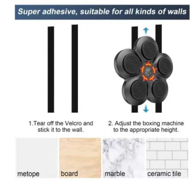 Boxing Training Machine, Wall Mounted, Smart Bluetooth, Boxing Gloves, 76 cm | Ideal for All Surfaces, Kids & Adults | Match-Ready | Includes Pump & Needle | Durable & Long-Lasting Performance
