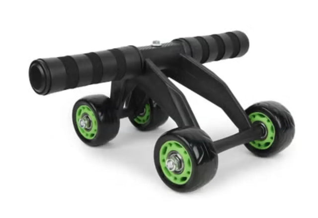 Plastic 4 AB Wheel Roller - Abdominal Fitness Trainer and Stomach Exercise Machine - Workout System - with Knee Protection Pad - Abdomen Muscle Training | Ideal for All Surfaces, Kids & Adults