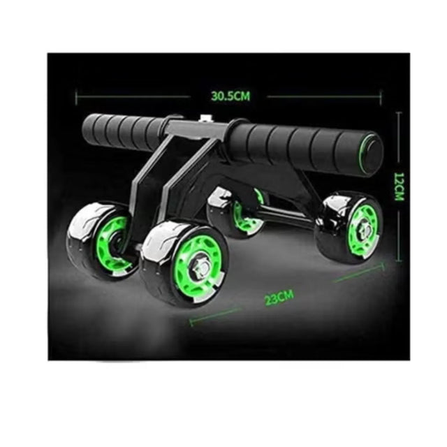 Plastic 4 AB Wheel Roller - Abdominal Fitness Trainer and Stomach Exercise Machine - Workout System - with Knee Protection Pad - Abdomen Muscle Training | Ideal for All Surfaces, Kids & Adults