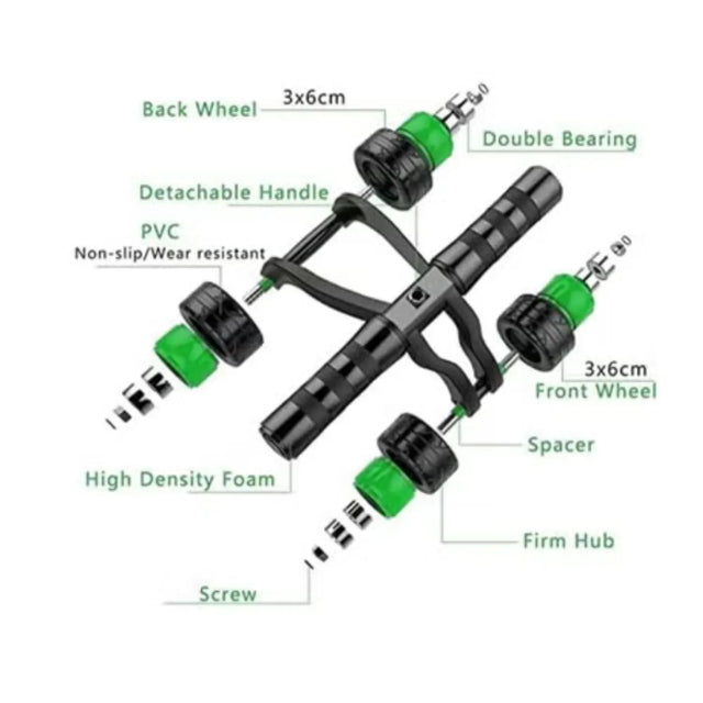 Plastic 4 AB Wheel Roller - Abdominal Fitness Trainer and Stomach Exercise Machine - Workout System - with Knee Protection Pad - Abdomen Muscle Training | Ideal for All Surfaces, Kids & Adults