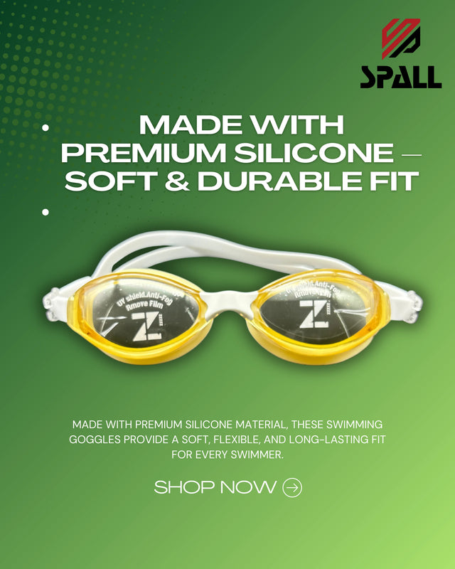 Anti-Fog Swimming Goggles with UV Protection, Silicone Strap – Indoor & Outdoor Use