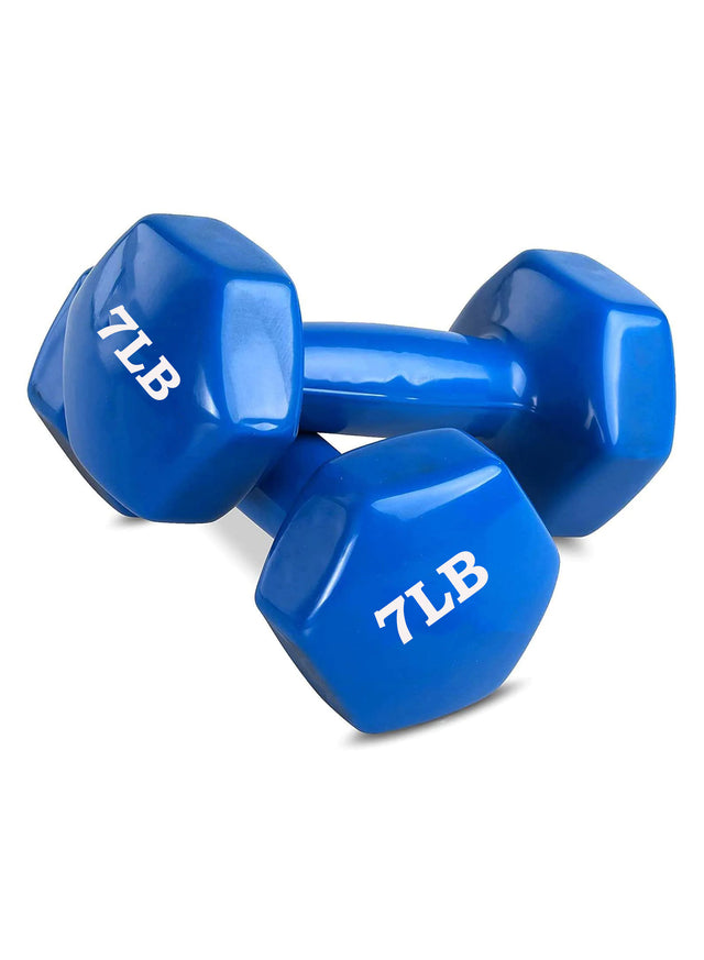 Vinyl Dumbbells 1-7 LB ? Red & Blue | Non-Slip Hand Weights for Home & Gym Workouts | Ideal for All Surfaces, Kids & Adults | Match-Ready | Includes Pump & Needle | Durable & Long-Lasting Performance