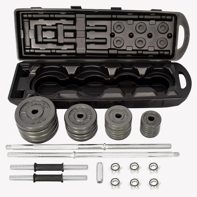 50KG Adjustable Dumbbell Set with Black Carry Box ? Heavy-Duty Strength Training Weights | Ideal for All Surfaces, Kids & Adults | Match-Ready | Includes Pump & Needle | Durable & Long-Lasting Performance