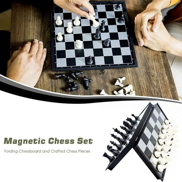 Magnetic Chess Board Set, Folding Travel Chess Game with Portable Storage, Durable ABS Material | Ideal for All Surfaces, Kids & Adults | Match-Ready | Includes Pump & Needle | Durable & Long-Lasting Performance
