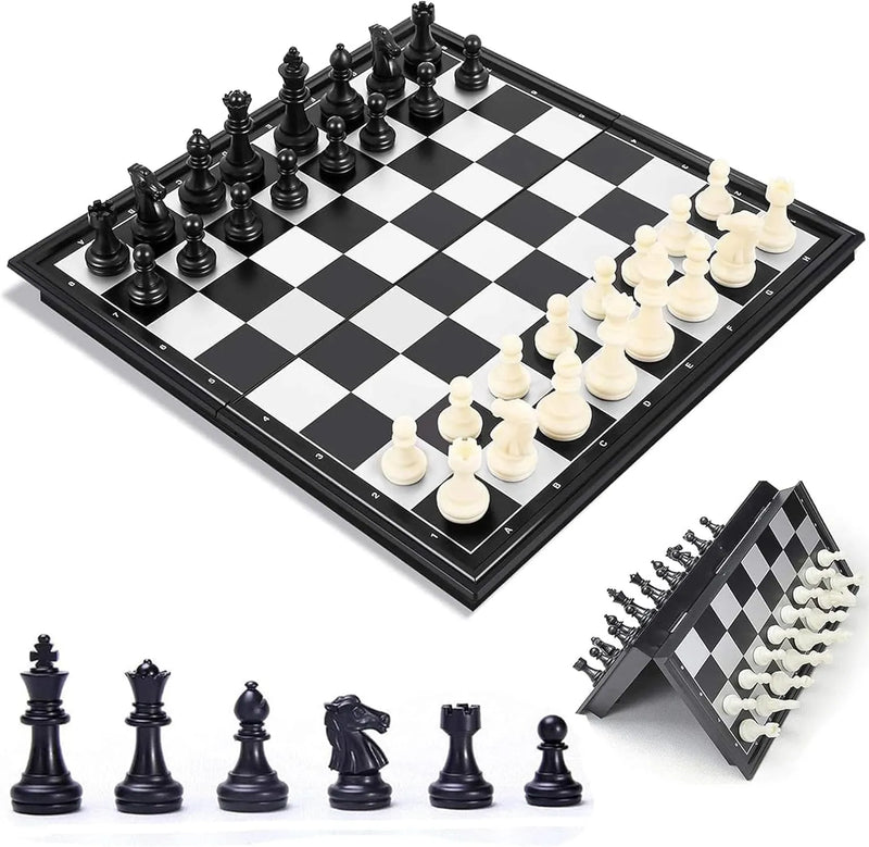 Magnetic Chess Board Set, Folding Travel Chess Game with Portable Storage, Durable ABS Material | Ideal for All Surfaces, Kids & Adults | Match-Ready | Includes Pump & Needle | Durable & Long-Lasting Performance
