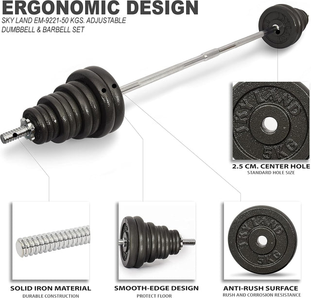 50KG Adjustable Dumbbell Set with Black Carry Box ? Heavy-Duty Strength Training Weights | Ideal for All Surfaces, Kids & Adults | Match-Ready | Includes Pump & Needle | Durable & Long-Lasting Performance