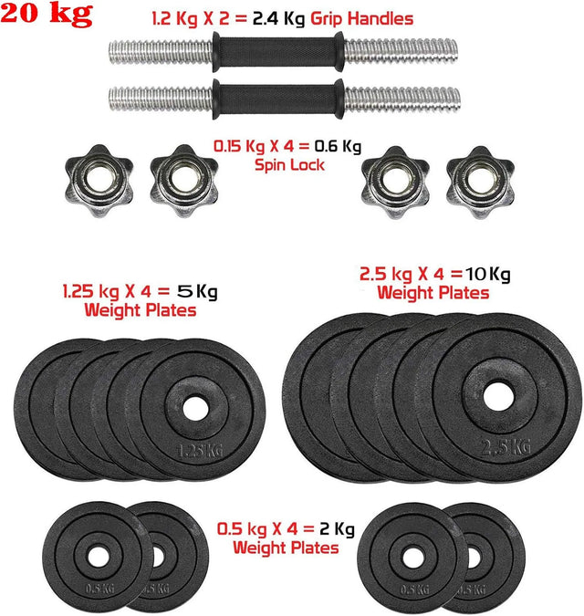 50KG Adjustable Dumbbell Set with Black Carry Box ? Heavy-Duty Strength Training Weights | Ideal for All Surfaces, Kids & Adults | Match-Ready | Includes Pump & Needle | Durable & Long-Lasting Performance