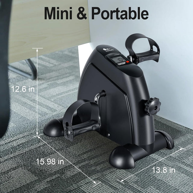 Mini Exercise Bike, himaly Under Desk Bike Pedal Exerciser Portable Foot Cycle Arm & Leg Peddler Machine with LCD Screen Displays | Ideal for All Surfaces, Kids & Adults | Match-Ready | Includes Pump & Needles