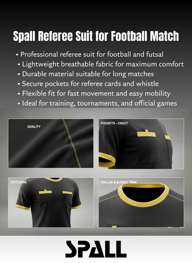 Spall Referee Suit for Football Match | Lightweight Breathable Sports Referee Uniform Set