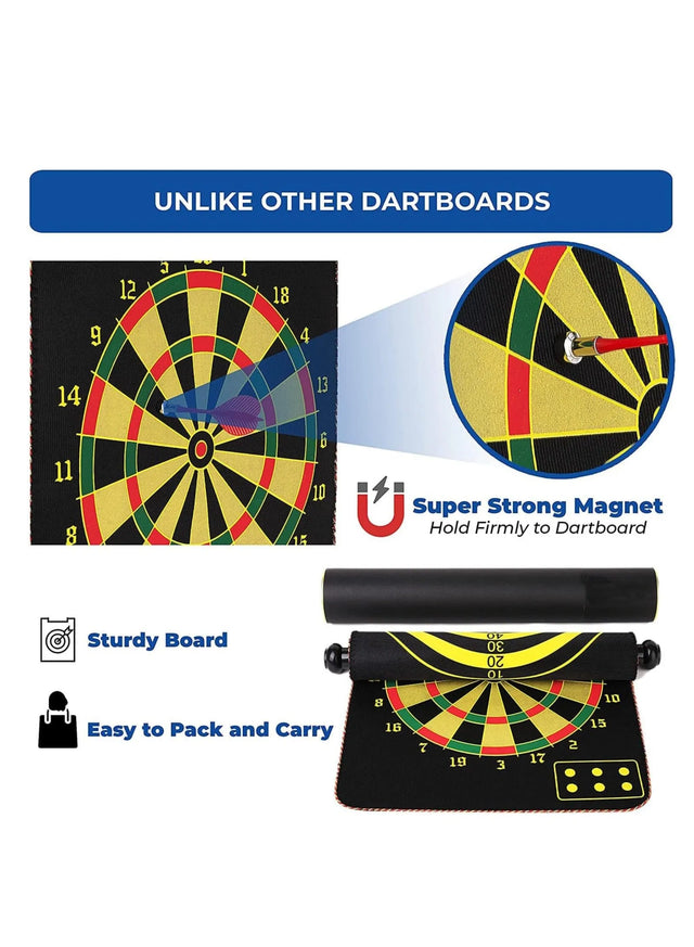 Magnetic Dart Board S/M/L for Double Sided Dart Board Game Set, Indoor Outdoor Dart Board Game with 6pcs Safe Magnetic Darts, Gifts for Teenage | Ideal for All Surfaces, Kids & Adults | Match-Ready