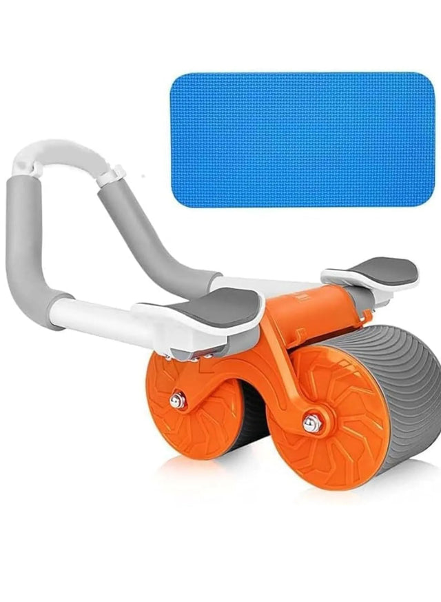 Double Wheel Total Body AB Roller Exerciser For Abdominal Stomach Exercise Training Knee Mat Steel Handle (23920) | Ideal for All Surfaces, Kids & Adults | Match-Ready | Includes Pump & Needle