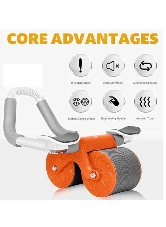 Double Wheel Total Body AB Roller Exerciser For Abdominal Stomach Exercise Training Knee Mat Steel Handle (23920) | Ideal for All Surfaces, Kids & Adults | Match-Ready | Includes Pump & Needle