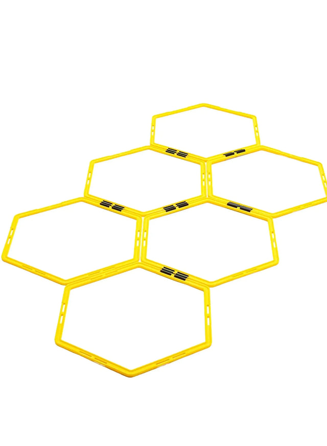 Hexagon Agility Rings For Speed Training And Agility Footwork Training Speed Hurdles Ladder With Carrying Bag 6 Rings Set (TRB52) | Ideal for All Surfaces, Kids & Adults | Match-Ready | Includes Pump