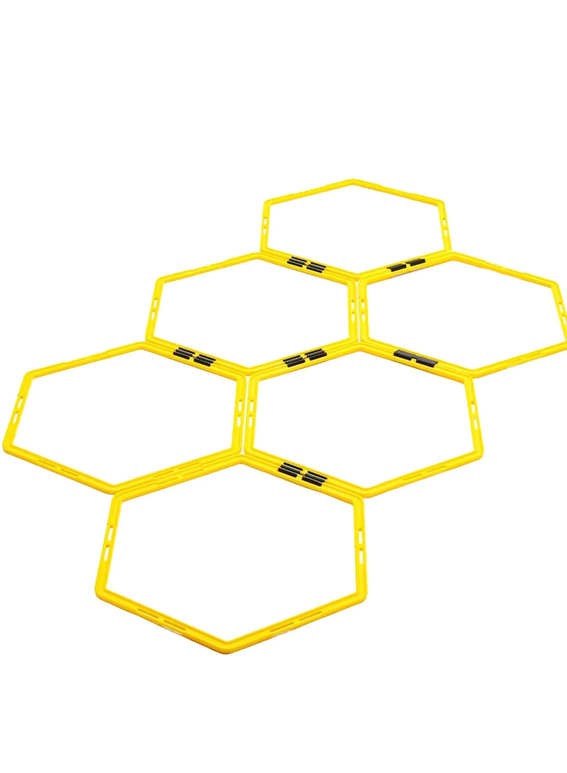 Hexagon Agility Rings For Speed Training And Agility Footwork Training Speed Hurdles Ladder With Carrying Bag 6 Rings Set (TRB52) | Ideal for All Surfaces, Kids & Adults | Match-Ready | Includes Pump